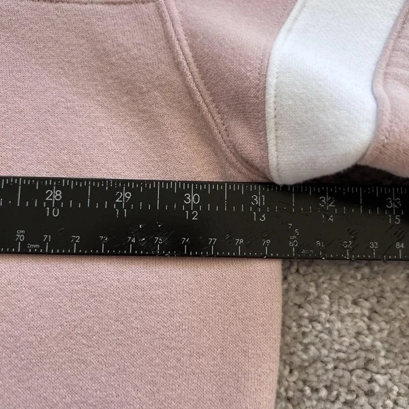 Nuuds Striped Crewneck Sweatshirt Womens XL Pink Fleece Varsity Logo Pullover - Picture 12 of 16